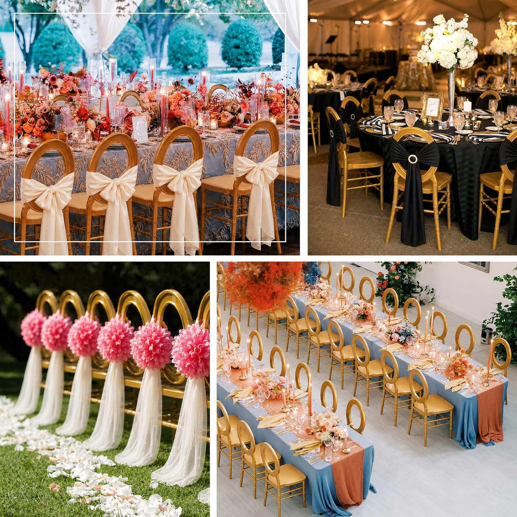 Efavormart 3-Pack Gold Acrylic Chiavari Ghost Chairs with Oval Open Back – Transparent Resin Stackable Armless Chairs