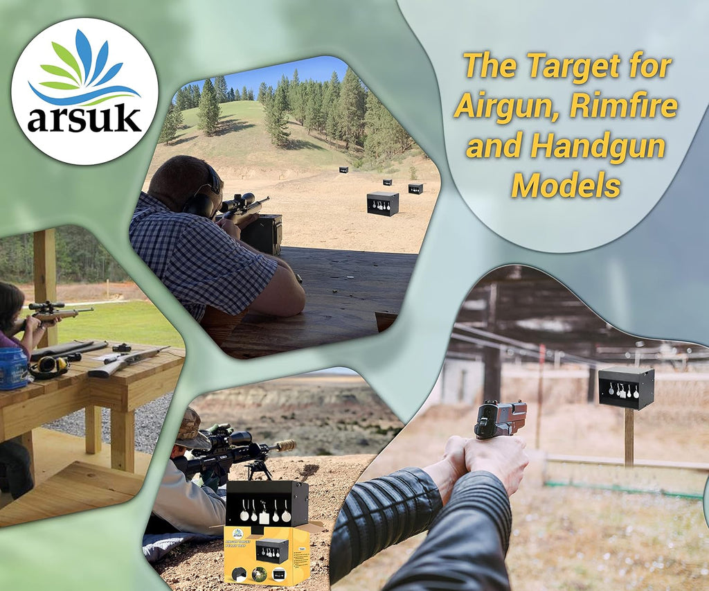 Self-Resetting Air Rifle Shooting Target, Heavy-Duty Metal Frame for Airsoft Rimfire Pellet BB Gun Target, Compatible