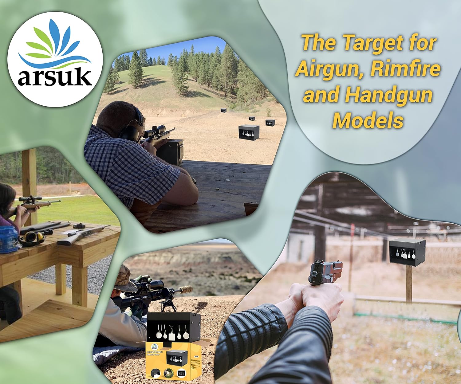 Self-Resetting Air Rifle Shooting Target, Heavy-Duty Metal Frame for Airsoft Rimfire Pellet BB Gun Target, Compatible