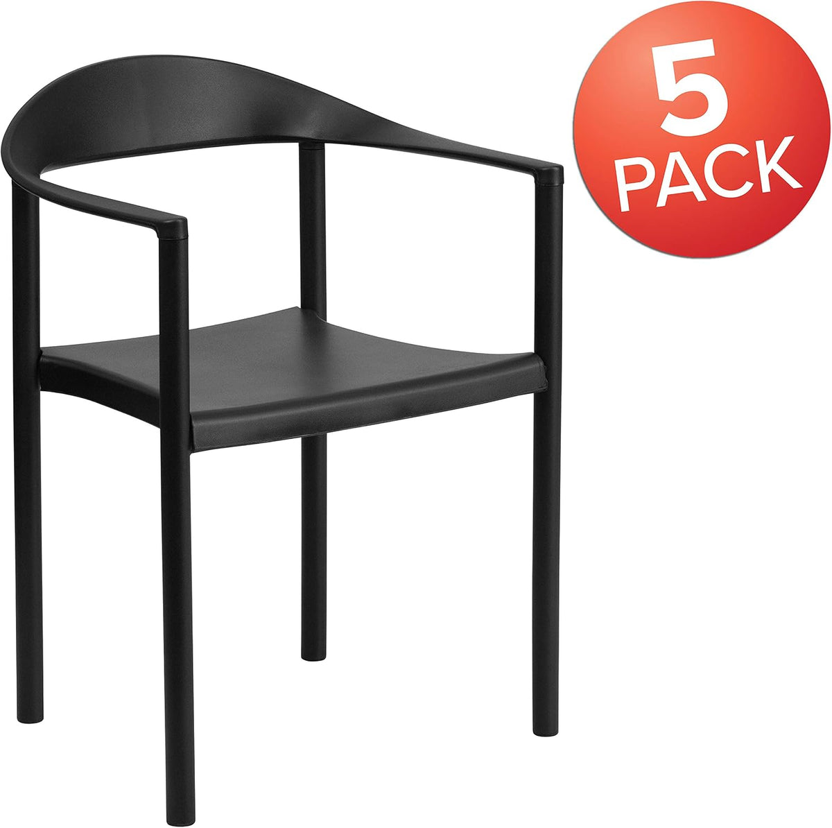 5 Pack HERCULES Series 1000 lb. Capacity Black Plastic Cafe Stack Chair