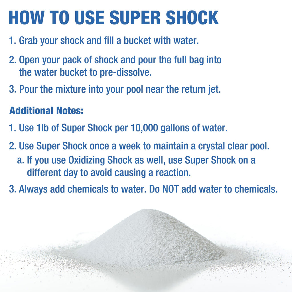 Super Pool Shock | Pro-Grade Chlorine Shock, Quick-Dissolving, Fast-Acting 68% Cal-Hypo Granular Pool Shock | 24 x