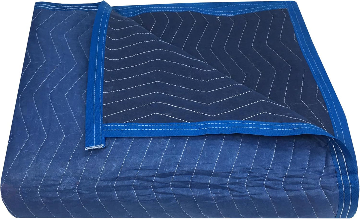 4 Supreme Woven Moving Blankets 72 x 80" Heavy Duty 85# , Blue - A0080HP04