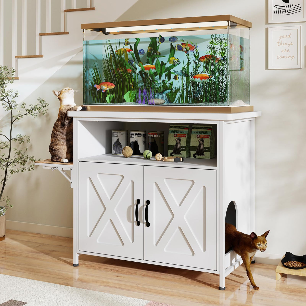 40-50 Gallon Fish Tank Stand, Aquarium Stand, White