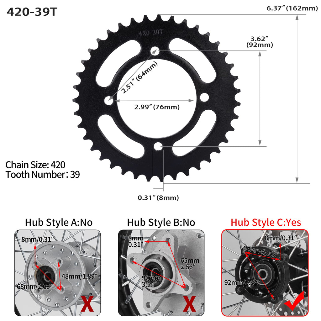 RUTU 428 76mm 37 Tooth Rear Sprocket