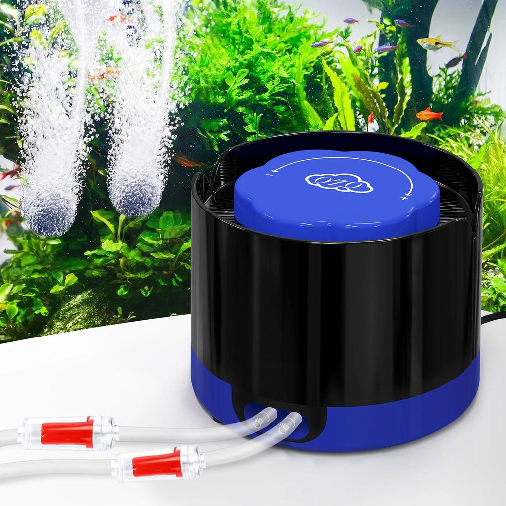 Aquarium Air Pump, Quiet Fish Tank Air Pump with Dual Outlets, 3W/5W Powerful Adjustable Oxygen Pump with