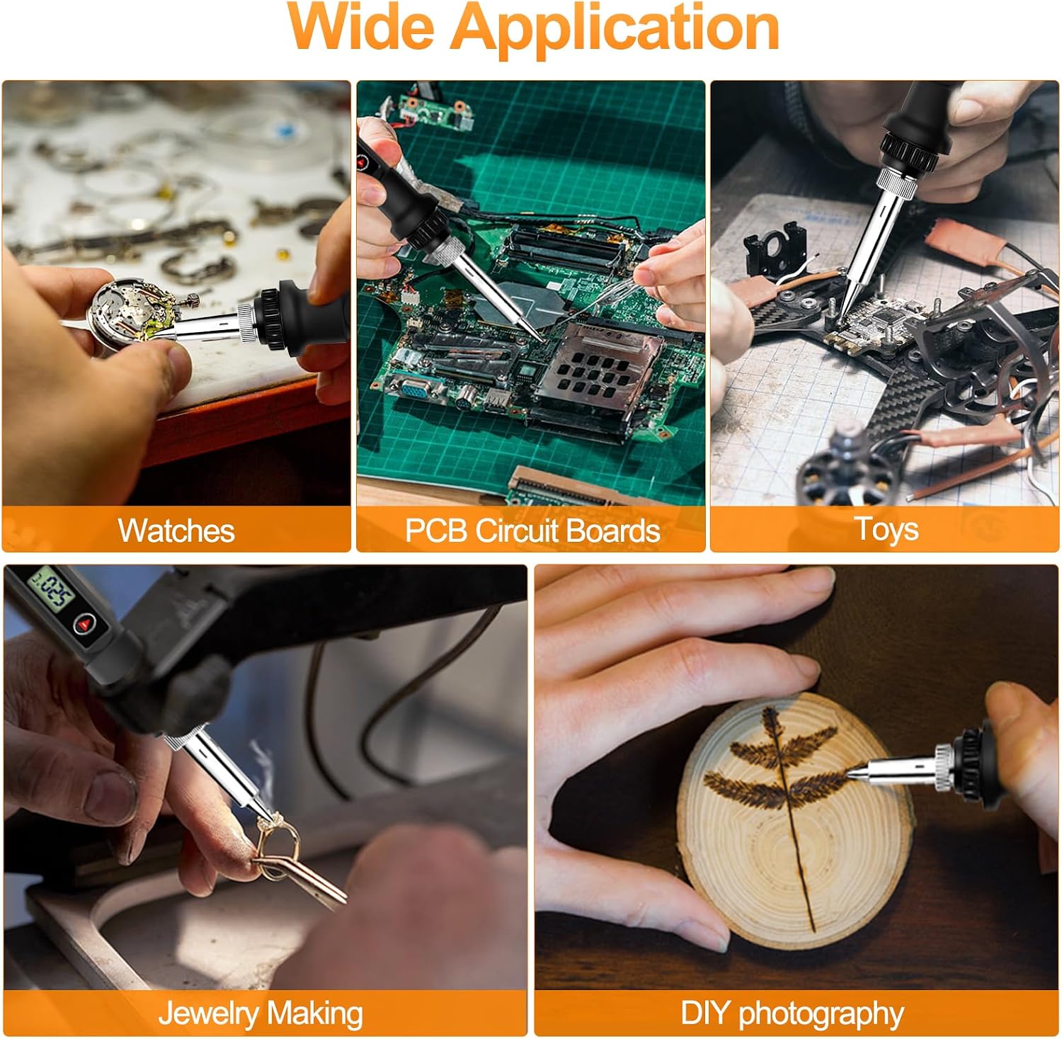80W LCD Soldering Iron Kit Adjustable Temp 180-520℃ Precision Soldering Gun | 15s Fast Heating Electronics Soldering