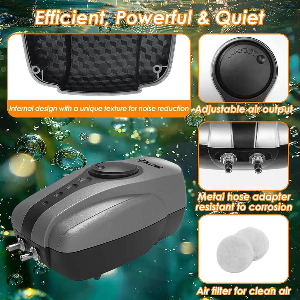 Flow Adjustable Pond Aerator Kit for Outdoor Ponds up to 1,000 Gal