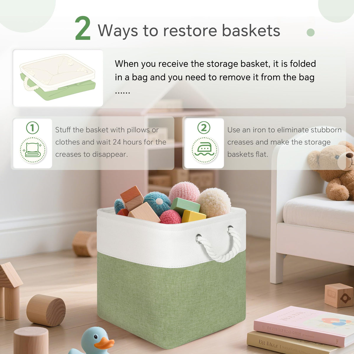 11 inch Cube Storage Bin with Handles 6 Pack