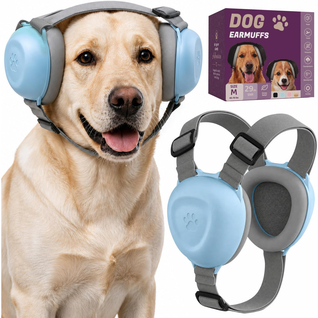 29dB Dog Ear Muffs Noise Protection, Blue, Medium