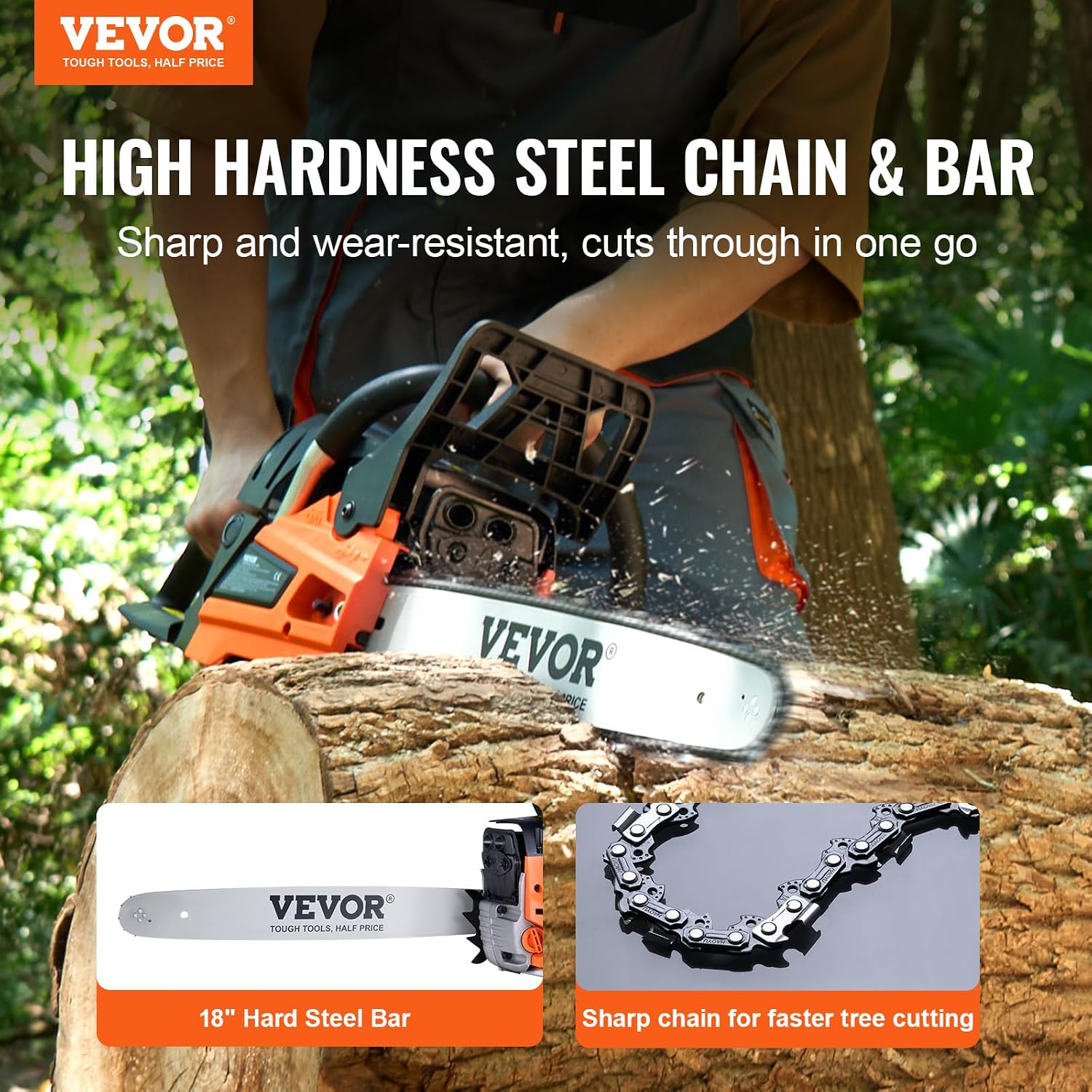 Gas Chainsaw 52CC 2-Cycle Gasoline Powered Chainsaw 18 Inch Handheld Cordless Petrol Chain Saws For Forest, Wood