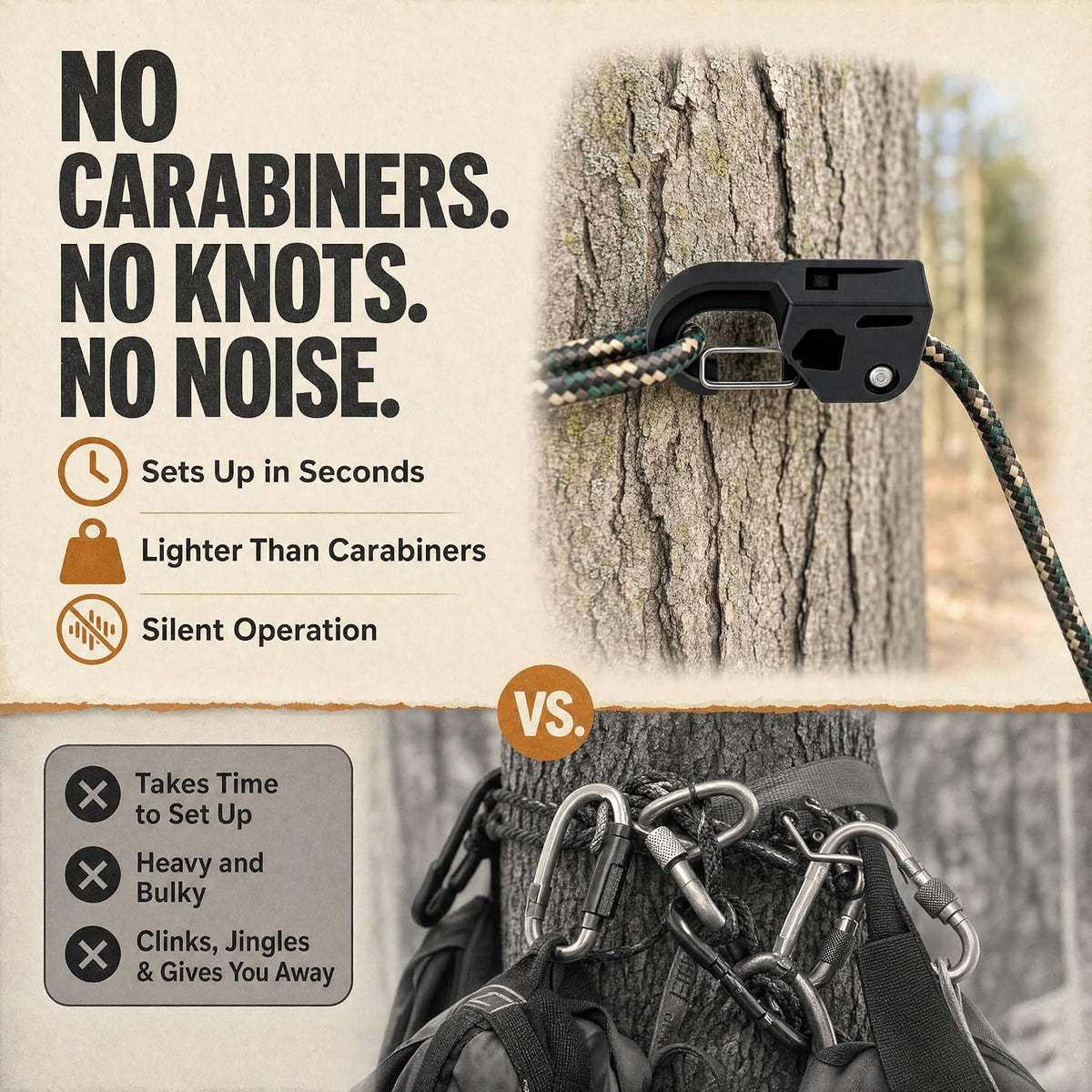 Tree Stand Gear Hanger – 4pc Bow Holder & Hooks Set for Saddle Hunting