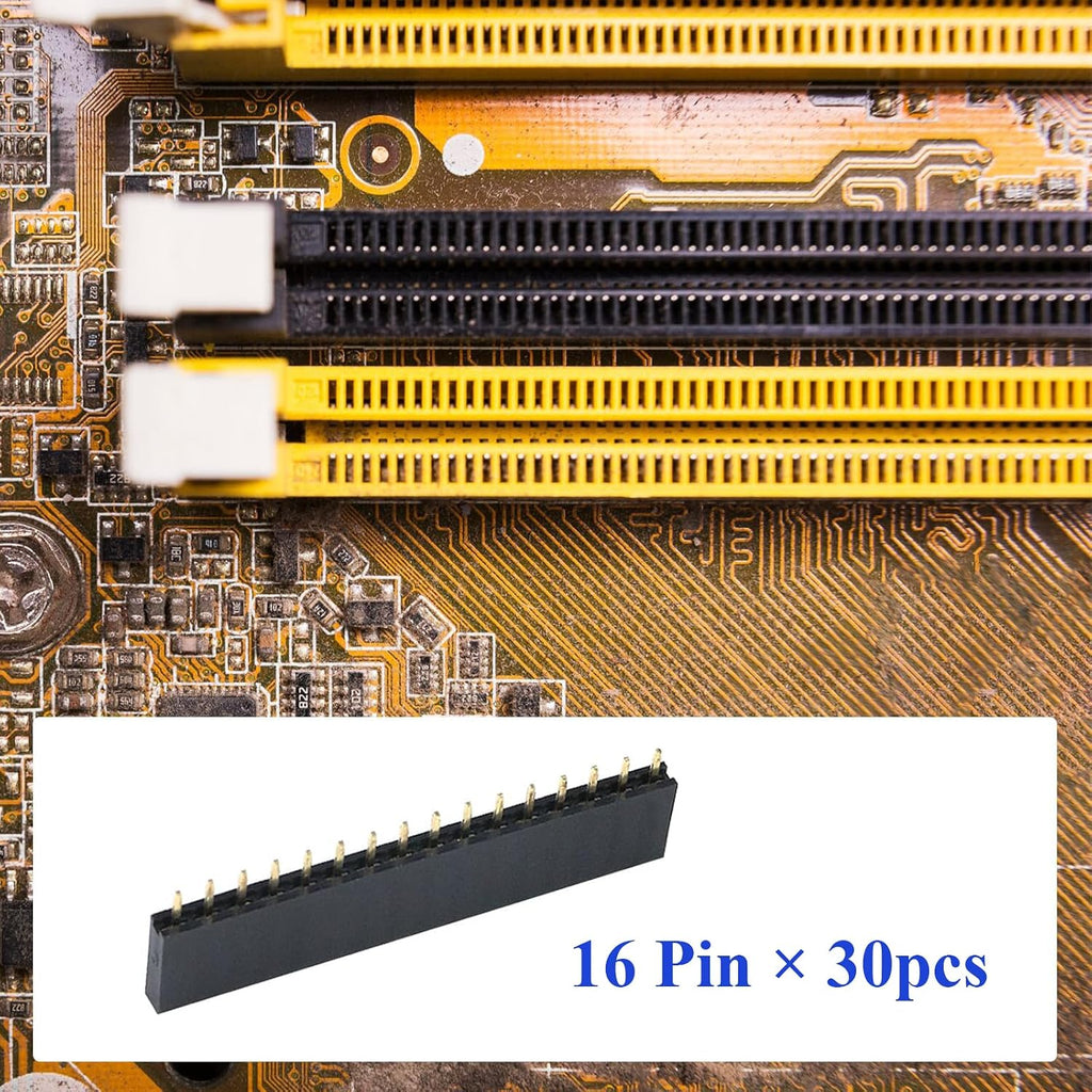 Antrader 30pcs 2.54mm 16Pin PBC Female Header Socket Connector Strip