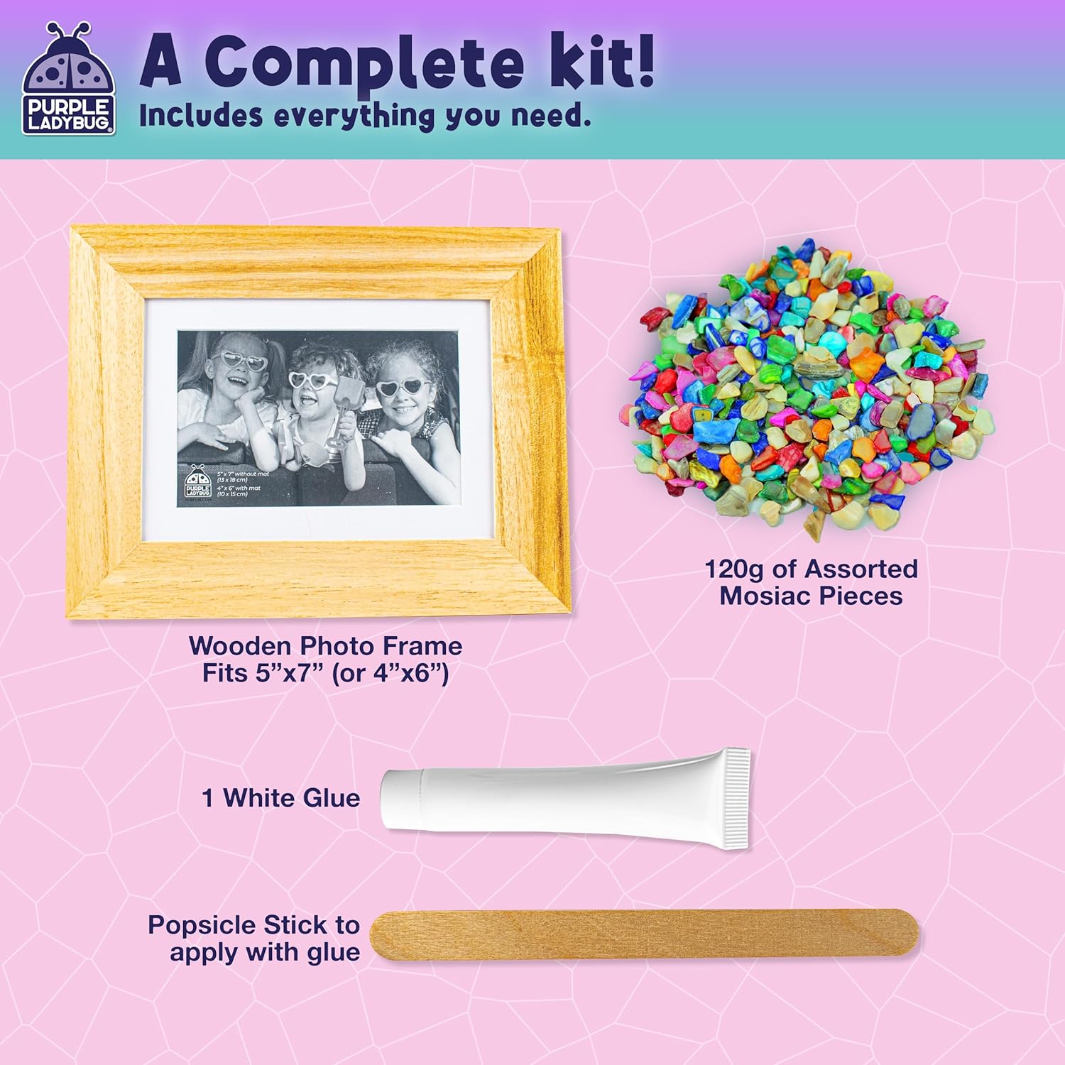 DIY Mosaic Photo Frame Crafts for Girls 8-12 6-8 - Great Gift for Teens Tweens, Fun Craft Kit for Kids & Girl