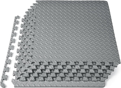 Exercise Puzzle Mat ½-inch, EVA Interlocking Foam Floor Tiles for Home Gym, Workout Equipment, Kids Play Areas, Grey