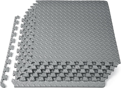 Exercise Puzzle Mat ½-inch, EVA Interlocking Foam Floor Tiles for Home Gym, Workout Equipment, Kids Play Areas, Grey