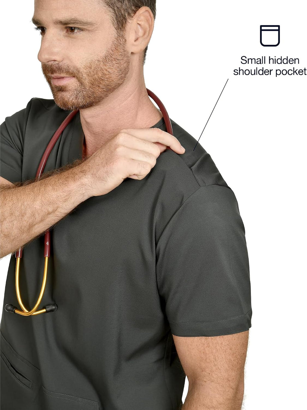 CINQO Men Scrub Set V-Neck Scrub Top & Bottom 4-Way Stretch, Breathable, Modern Fit Medical Work