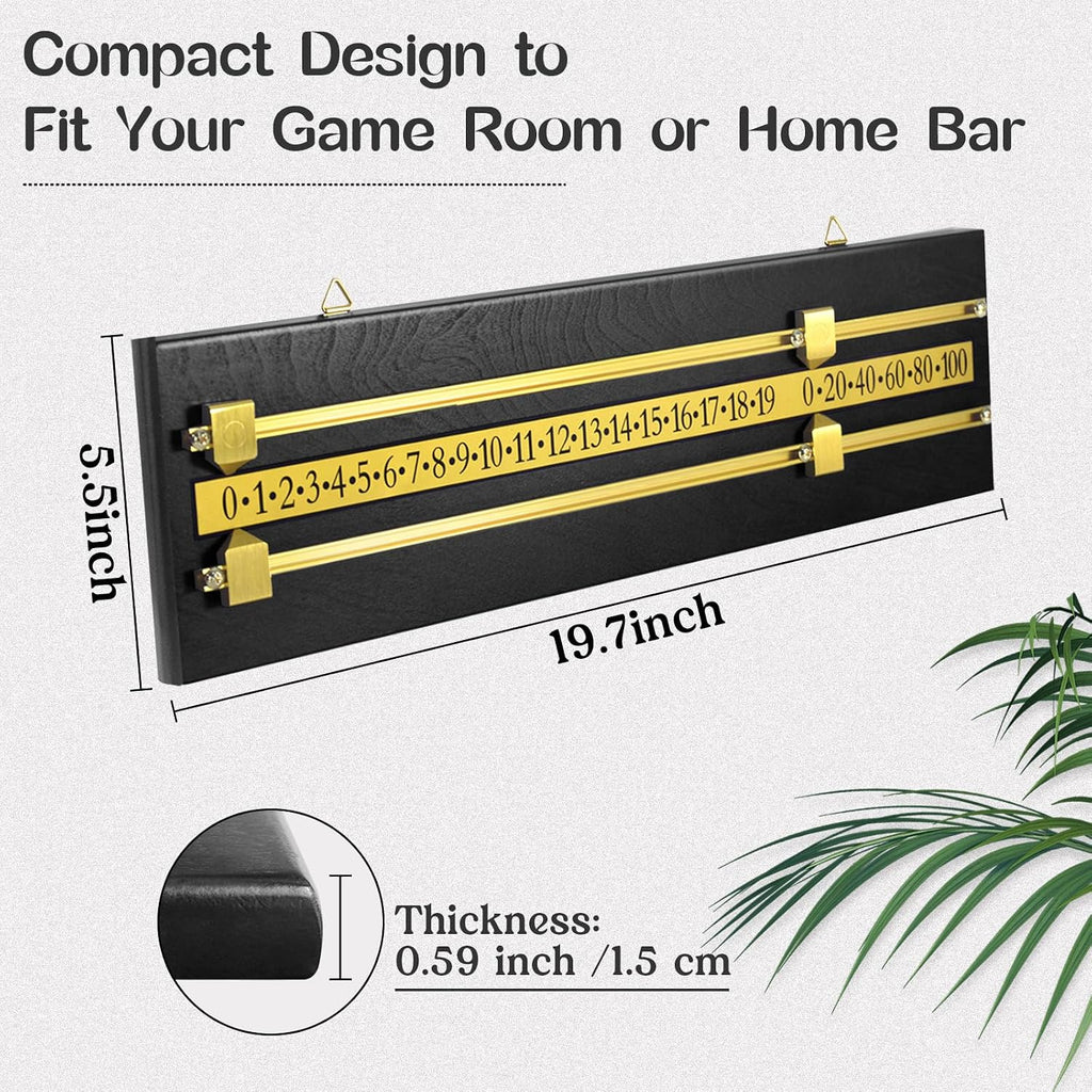 Wooden Wall-Mounted Scoreboard for Snooker,Billiards, Pool Table and Shuffleboard Games - Classic Score Keeper for