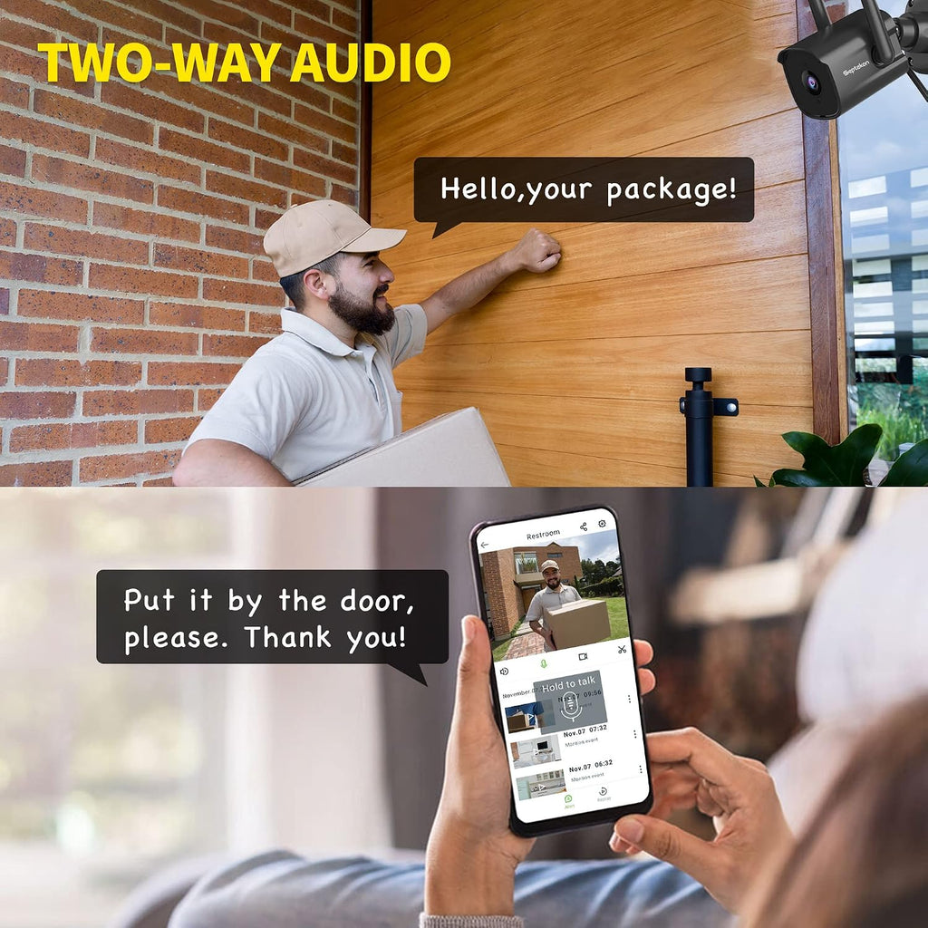 2K Home Security Cameras 4 Pack, 2.4G Wired WiFi Security Camera Outdoor with Night Vision, Two-Way Audio, IP66