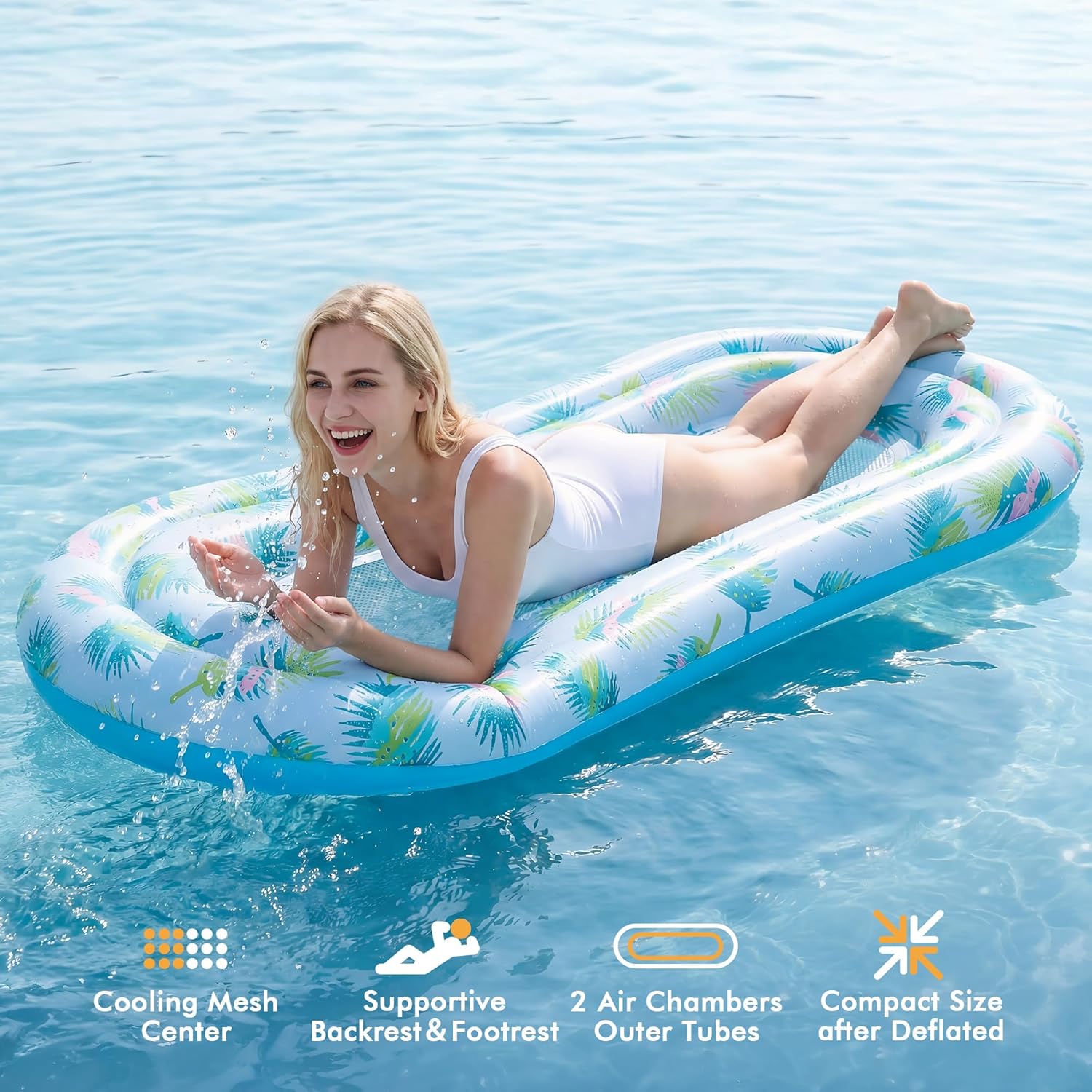 Pool Floats Lounger, 3 Pack Inflatable Pool Float Adult Size Water Hammock, Pool Floats Rafts Floaties for Swimming
