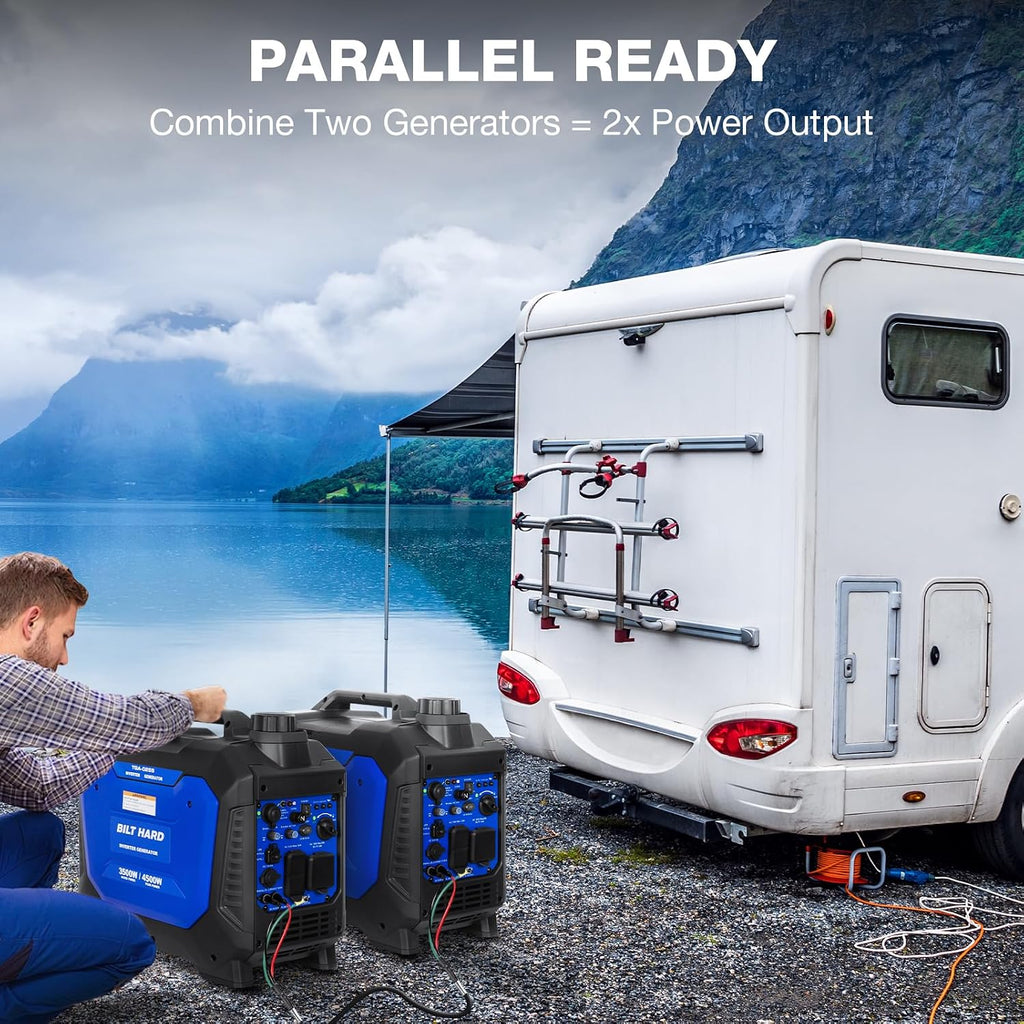 Dual Fuel Gas & Propane Powered Generator 4500W, Gas & Propane Powered Generator with CO Sensor, RV Ready, Parallel