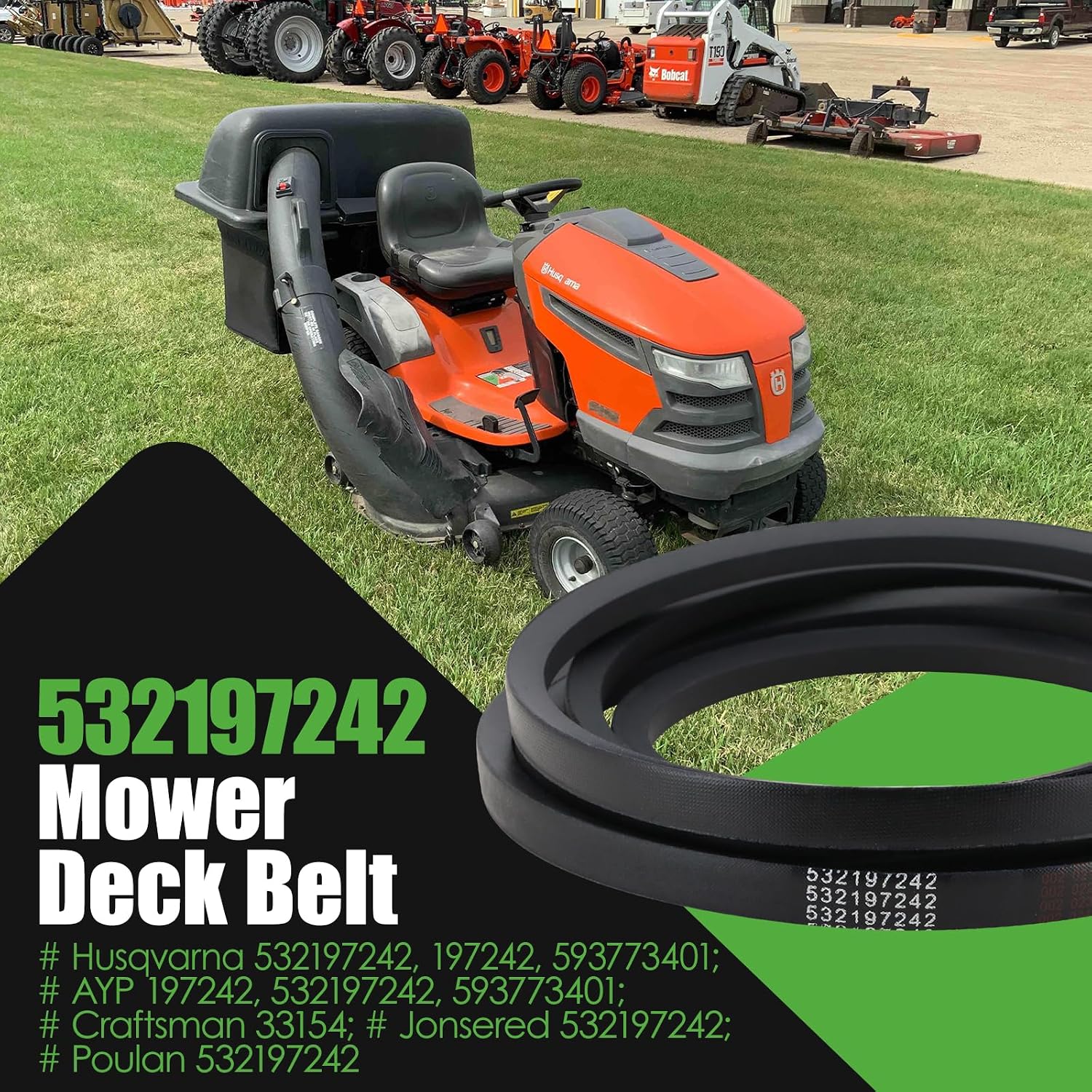 532197242 Mower Deck Belt Fit for Husqvarna YTH24V48 YTH24K48 YTH2348 GTH2448 YTH2448 with 48" Deck Replace#