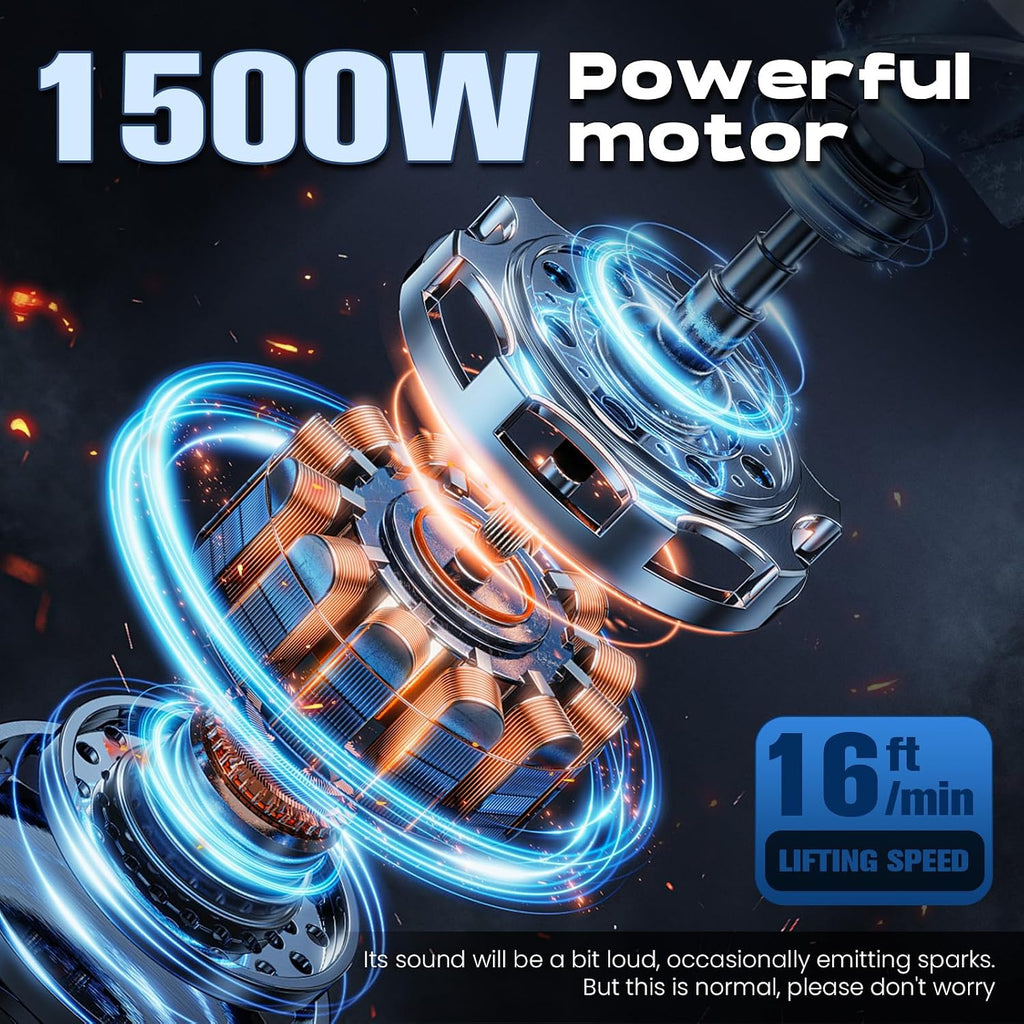 1100lbs Electric Hoist Winch with Wireless Remote Control 110/120 Volt Portable Power Electric Hoist 16ft/min