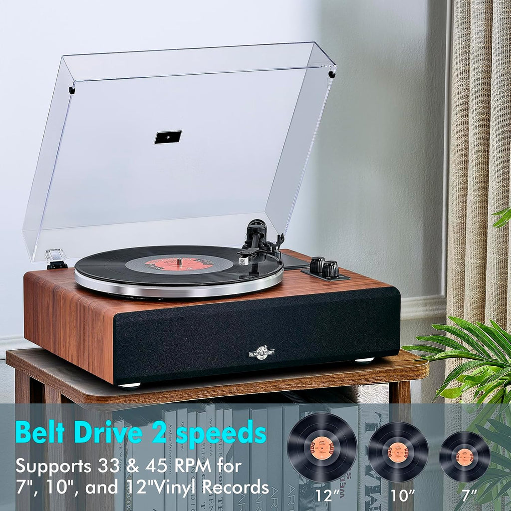 Bluetooth Record Player with Speakers,Vinyl Player for 7/10/ Records | Turntable With AT-3600L Magnetic Cartridge &