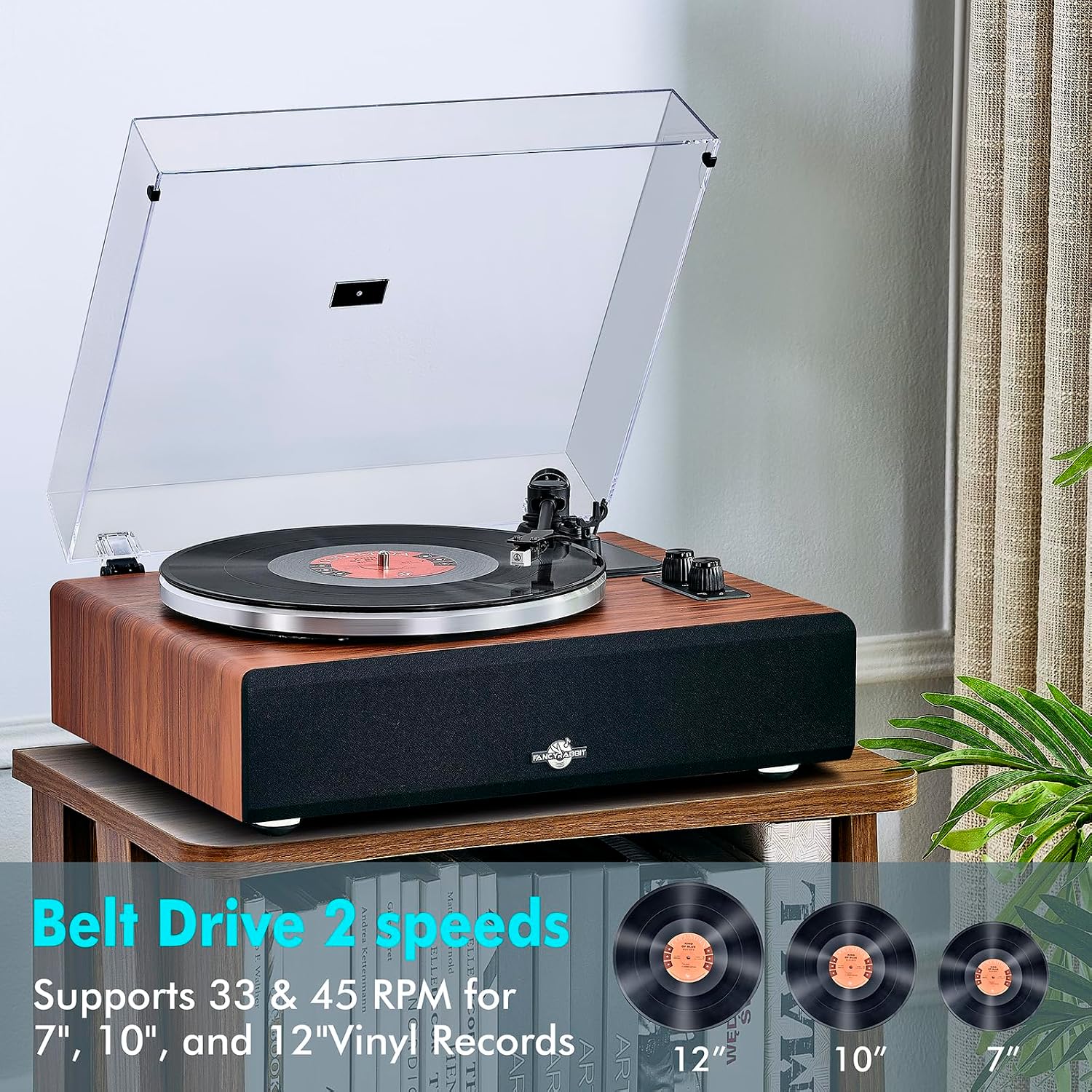 Bluetooth Record Player with Speakers,Vinyl Player for 7/10/ Records | Turntable With AT-3600L Magnetic Cartridge &