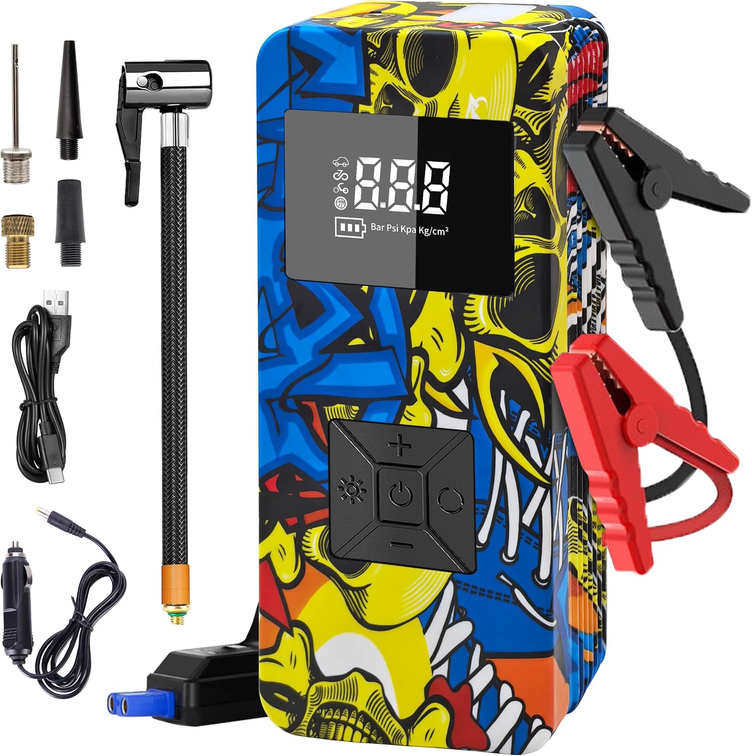 Jump Starter with Air Compressor, 8000A 150PSI Battery Jumper Starter Portable Tire Inflator Pump, 12V Jump Box Car
