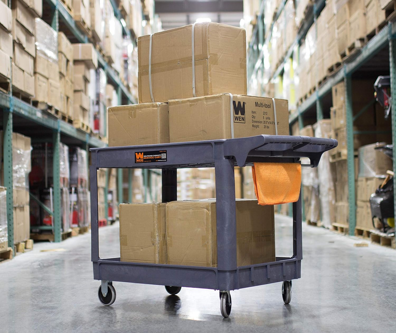 500-Pound Capacity 46 By 25.5-Inch Extra Wide Service Utility Cart