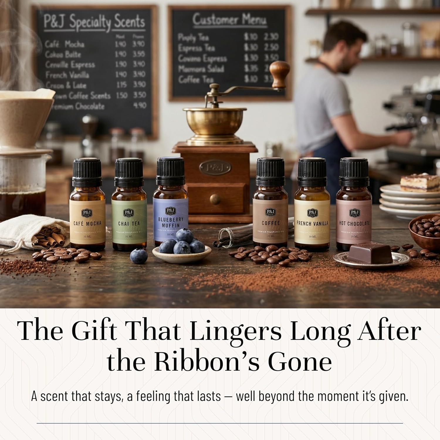 Fragrance Oil Coffee Shop Set | Coffee, Café Mocha, Chai Tea, Hot Chocolate, Blueberry Muffin, French Vanilla Candle