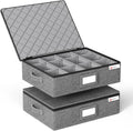 Cup and Mug Storage Box 2 Pack with Hard Shell and Dividers for Coffee Mugs,Tea Cups and Glasses,Stackable Storage