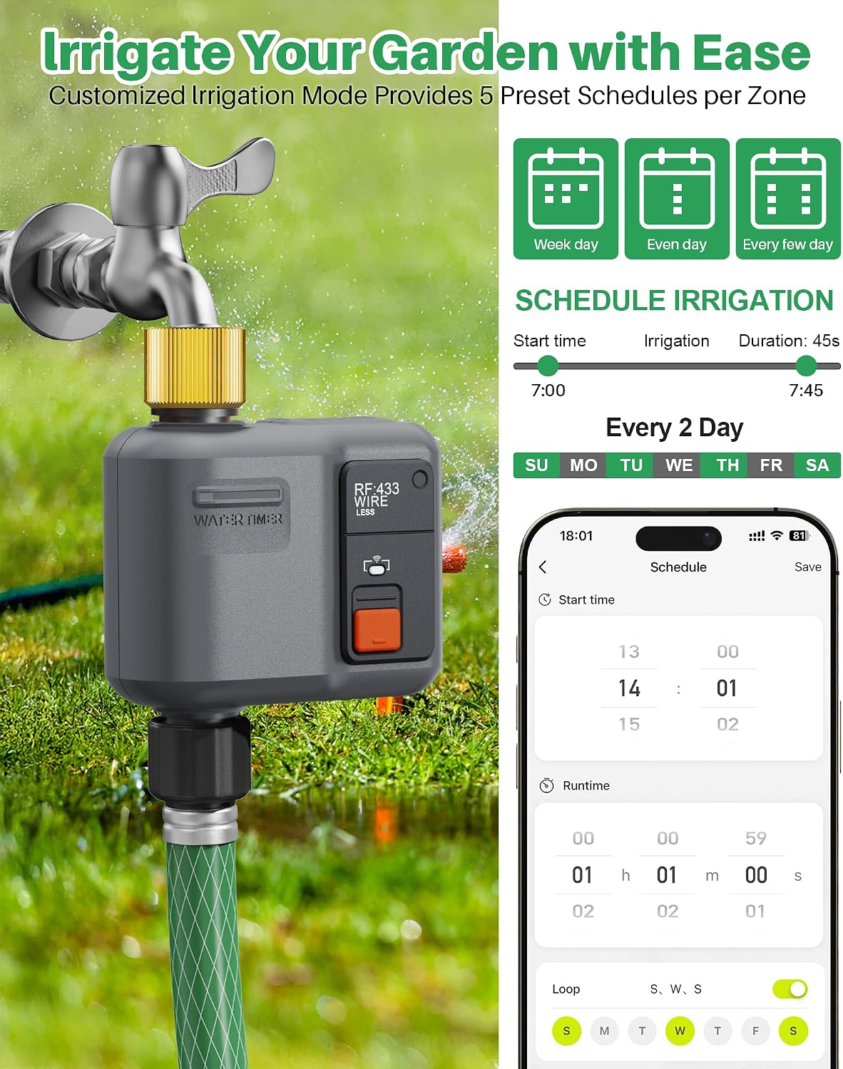 WiFi Water Timer for Garden Hose,WiFi Sprinkler Controller with 984ft Range | Strong Wall Penetration, Alexa & Google