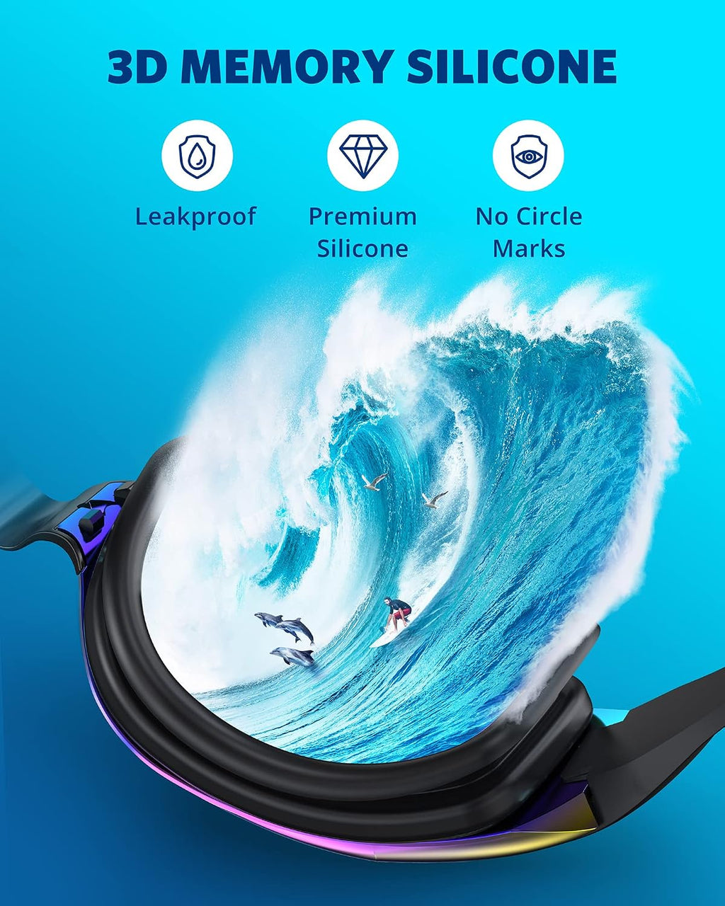 Swim Goggles 2 Pack for Adult Men Women No Leak with Storage Case | Anti-Fog UV Protection Mirrored Swim Glasses