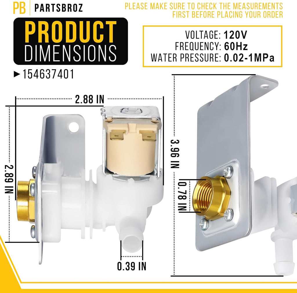 154637401 Dishwasher Water Inlet Valve Assembly for Frigidaire Kenmore