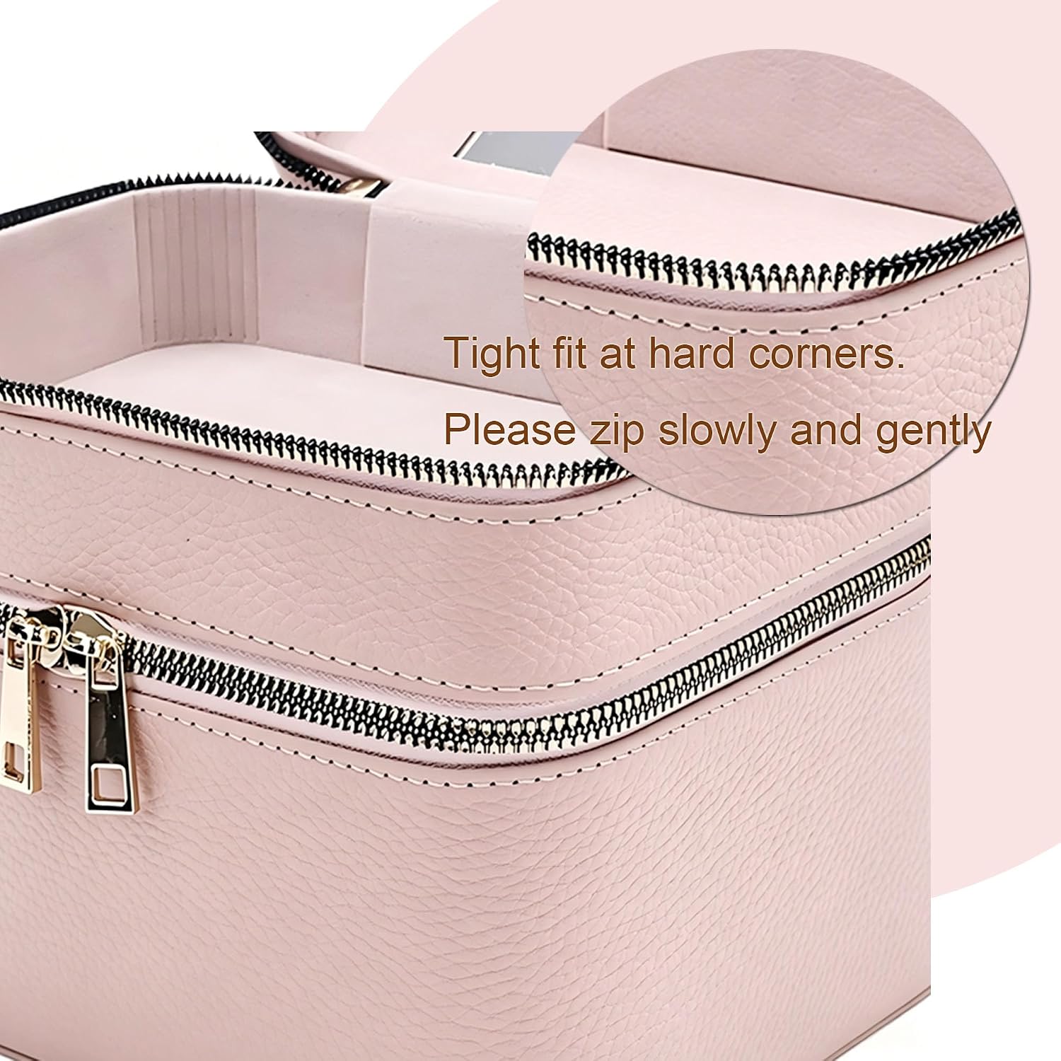 Hard Makeup Case Travel Double Layer with Mirror PU Leather for Women | Organized Storage Boxes, Sturdy & Protective
