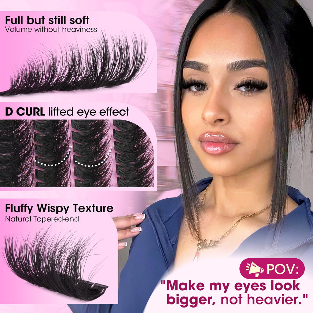 200D Volume Lash Clusters Wispy Fluff Eyelash Clusters 10-16mm Cluster
