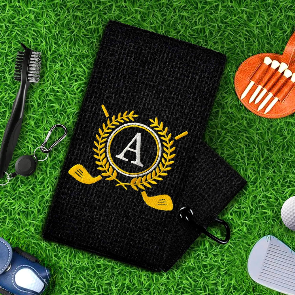 Personalized Golf Towels for Golf Bags - Microfiber Monogrammed Golf Towels for Men/Women, Retractable Brush Tool Kit