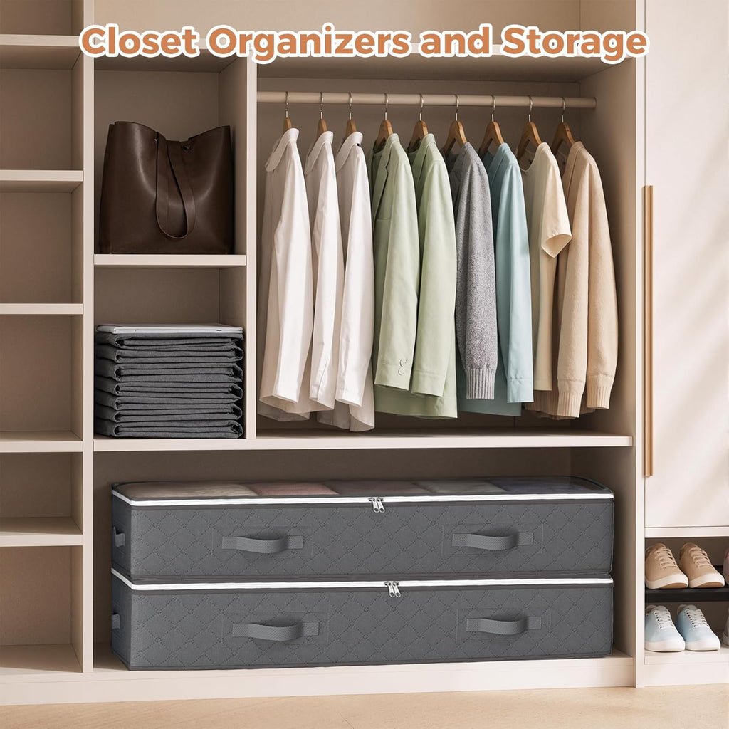90L Under Bed Storage Containers, Closet Organizers and Storage Bins, Foldable Underbed Storage Bags for Linen