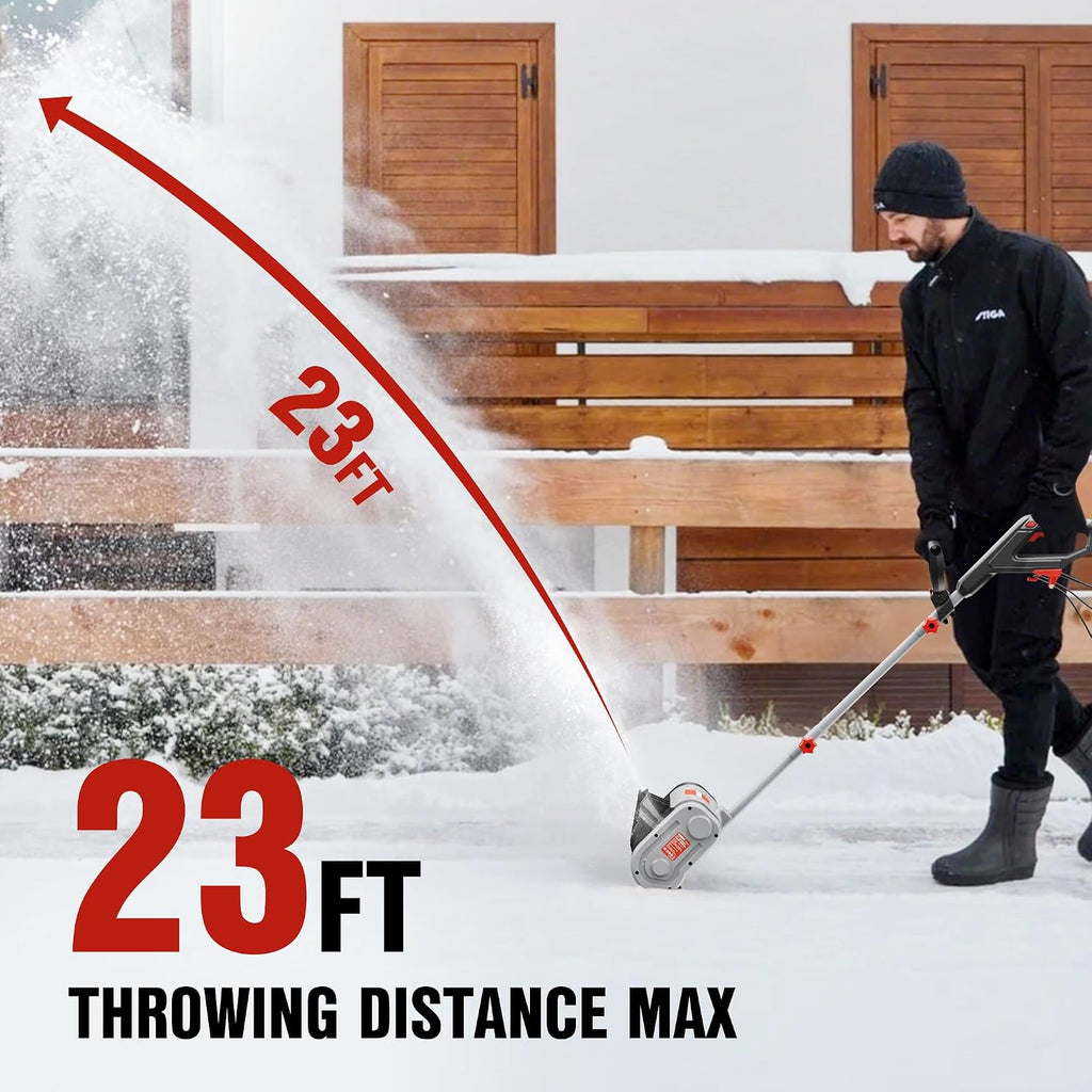 Corded Snow Shovel 11-Inch 1200W 10A Powerful Electric Snow Shovels, 6-Inch Clearing Depth, 23-Foot Max Throw