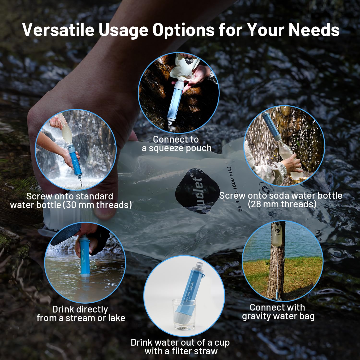 Gravity Water Filter System w/ 2-Gal Bag & 0.1-Micron Filter Straw | Gravity-Fed Water Filtration System Water