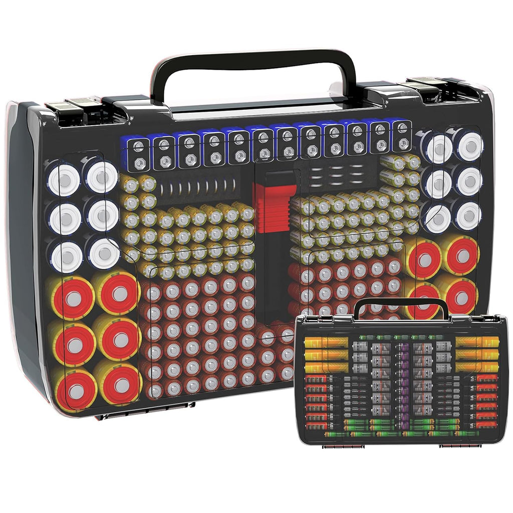 Battery Organizer Storage Case with Tester for 269 Batteries, Double Sides | Plastic, For AA AAA 4A C D Cell 9V 3V
