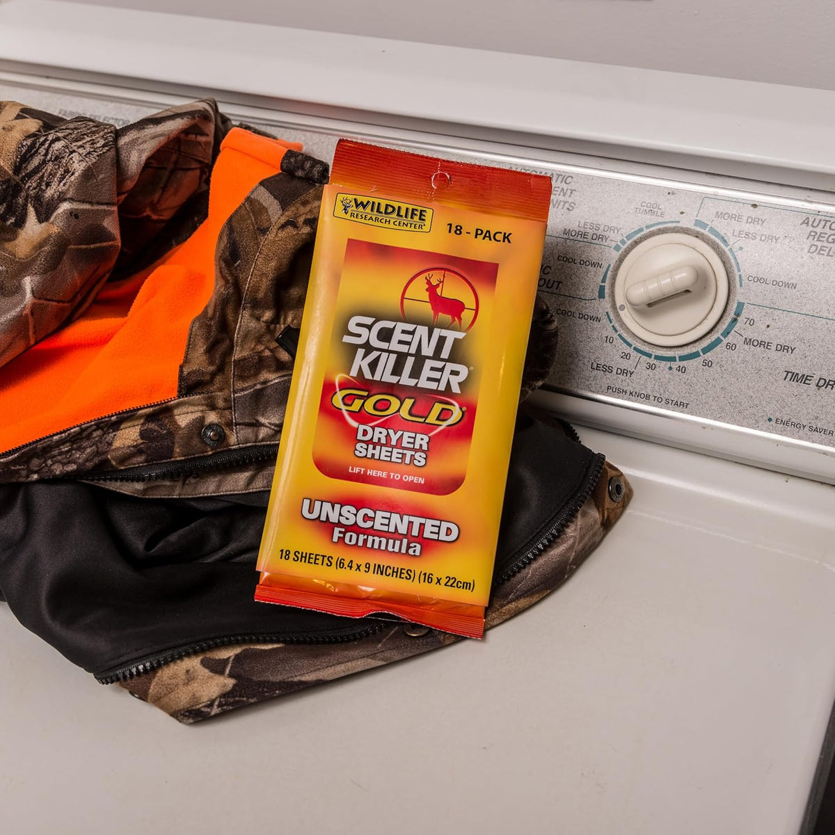 Research Center Scent Killer Gold Dryer Sheets Unscented 18 Sheets