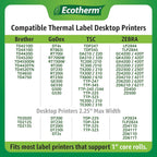 2.25" x 1.25" Thermal Labels | 4 Rolls | 1,135 Labels/Roll | 4,540 Total | fits Zebra, Munbyn, Rollo, Godex, Arkscan