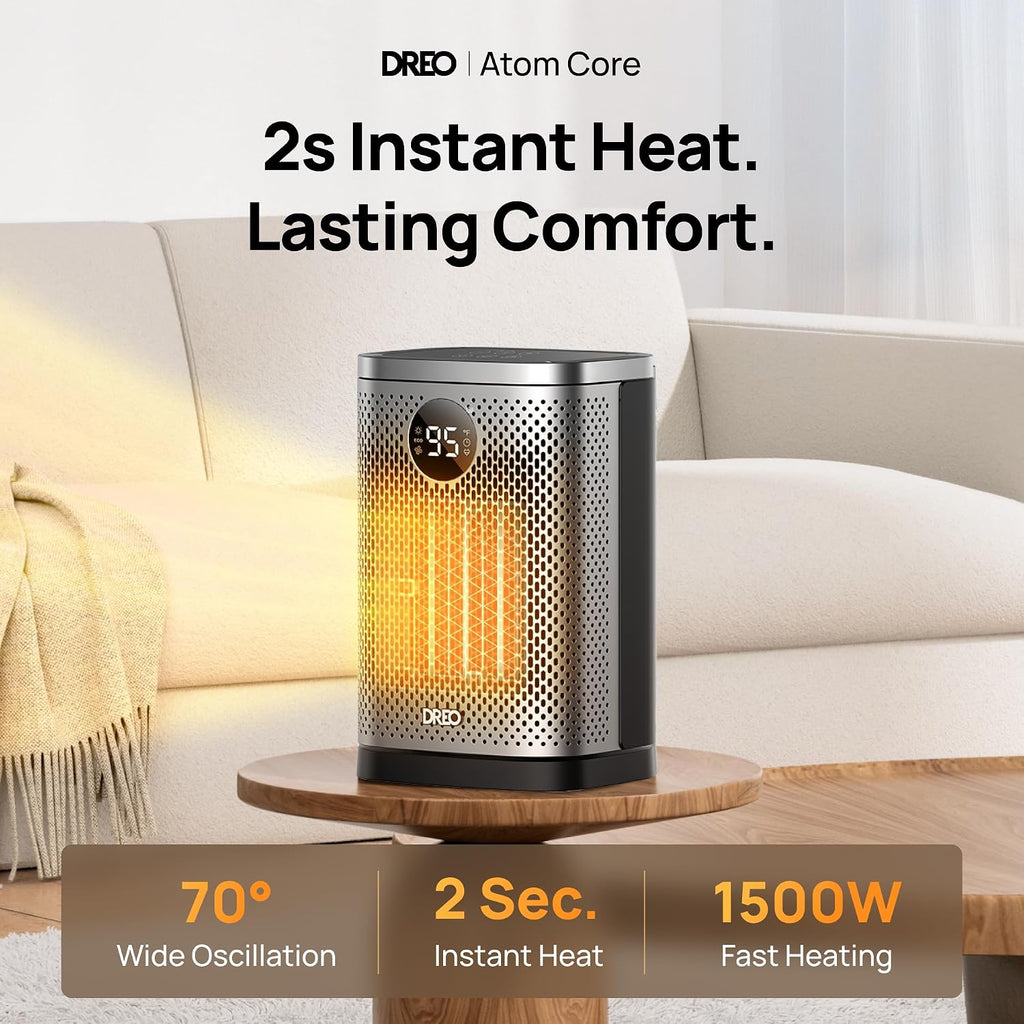 Space Heater for Indoor, Portable Heater, 1500W Compact Ceramic Convection Electric Space Heater,70°Oscillating