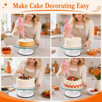 12" Glass Cake Turntable with 6 Icing Piping Tips, 1 Piping Bag