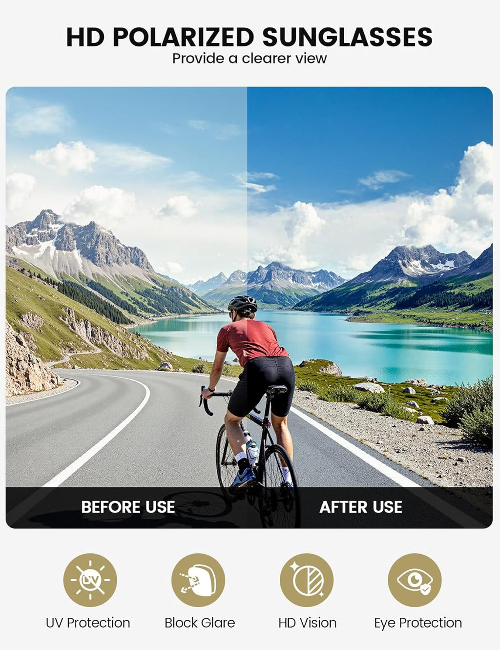 24g Polarized Sports Sunglasses for Men Women - UV400 Protection Sun Glasses for Baseball Running Cycling Fishing