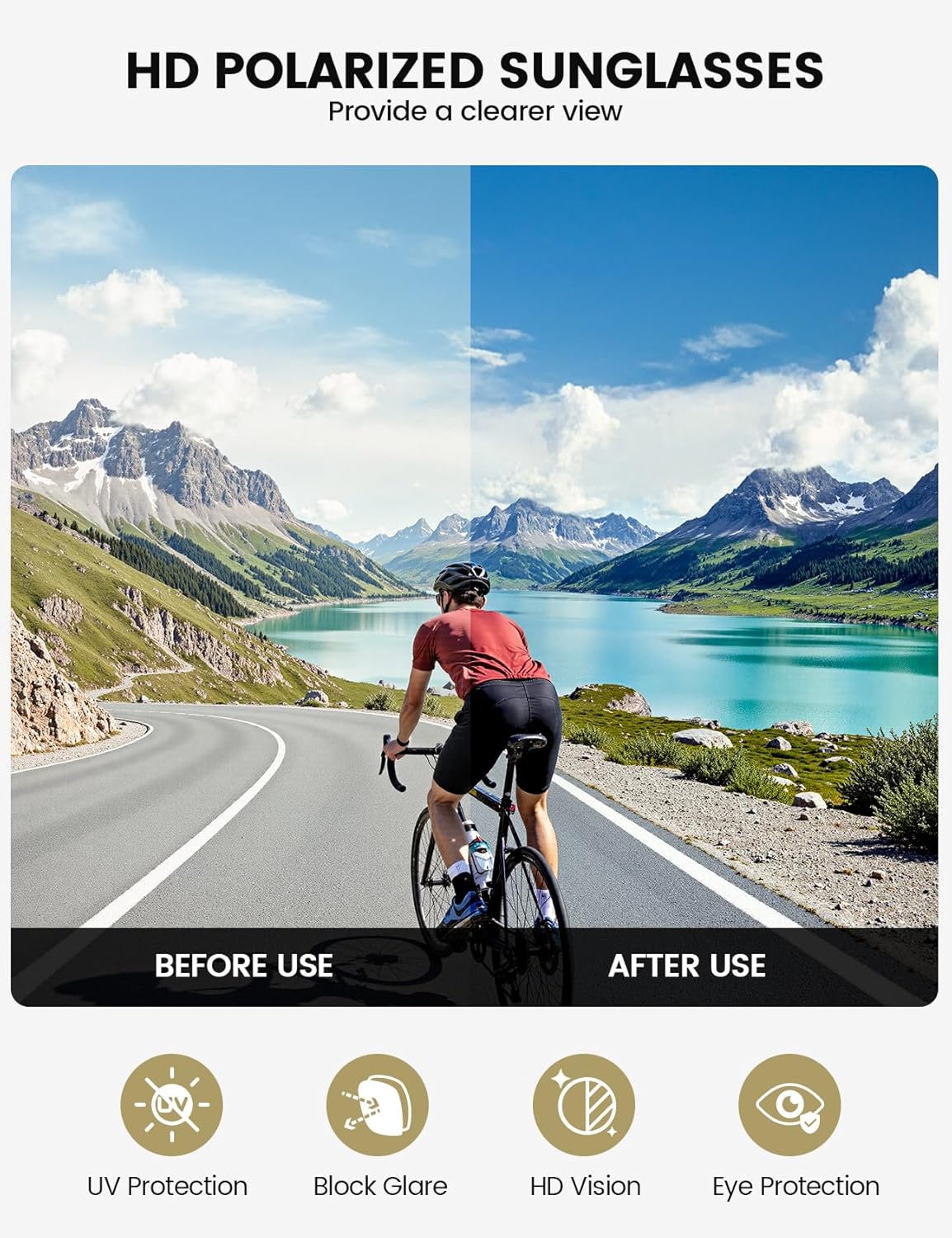 24g Polarized Sports Sunglasses for Men Women - UV400 Protection Sun Glasses for Baseball Running Cycling Fishing