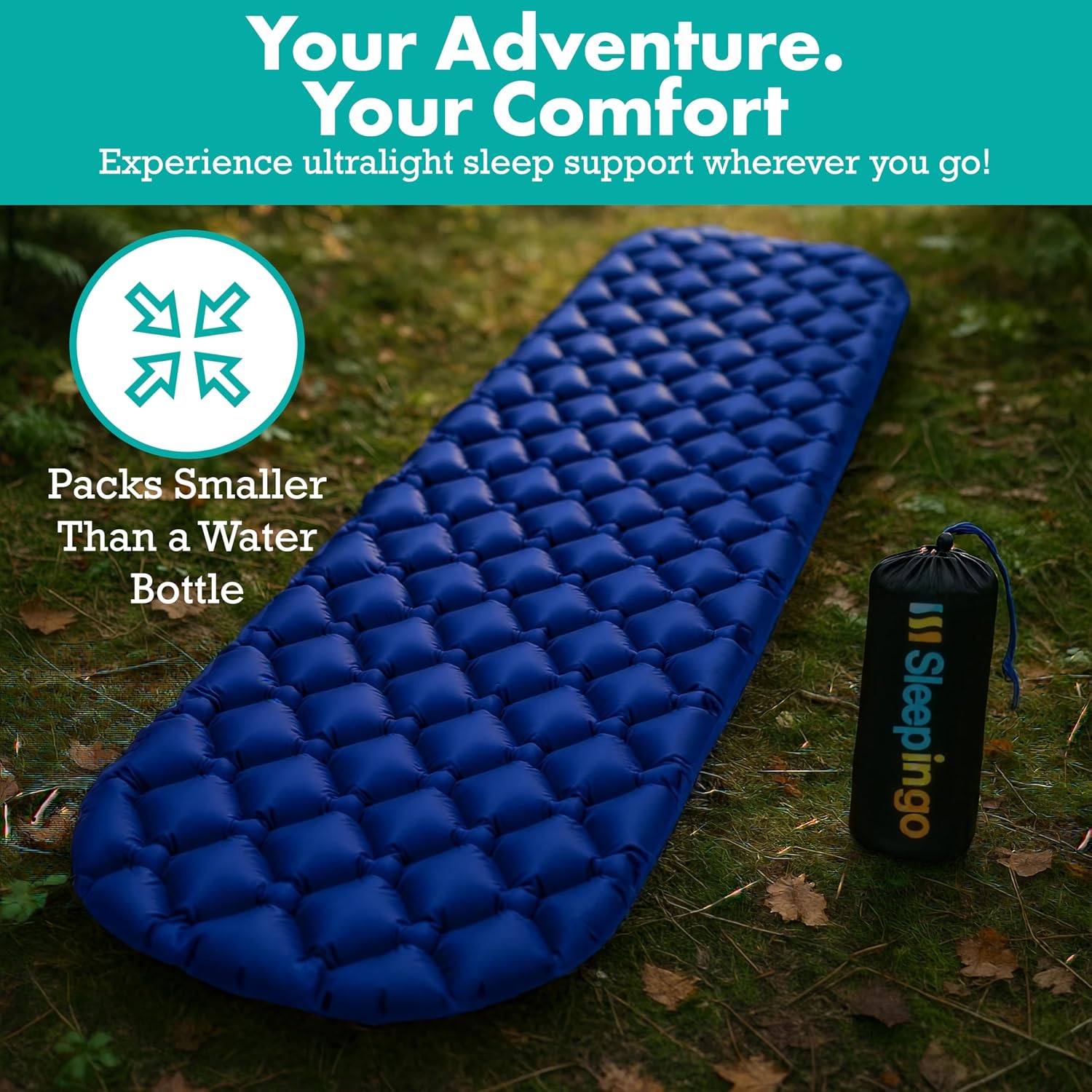 Ultralight Sleeping Mat - Inflatable & Compact Camping Air Mattress for Backpacking, Hiking- New