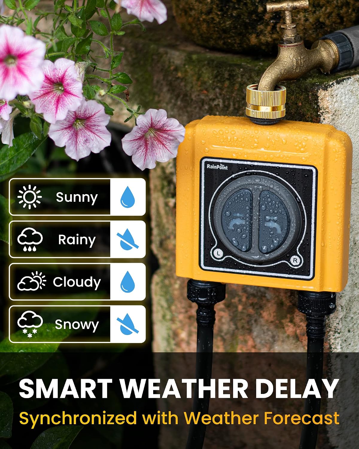 WiFi Hose Timer, Smart Water Timer for Garden, Drip Irrigation Controller System with Wi-Fi Hub Automatic Manual